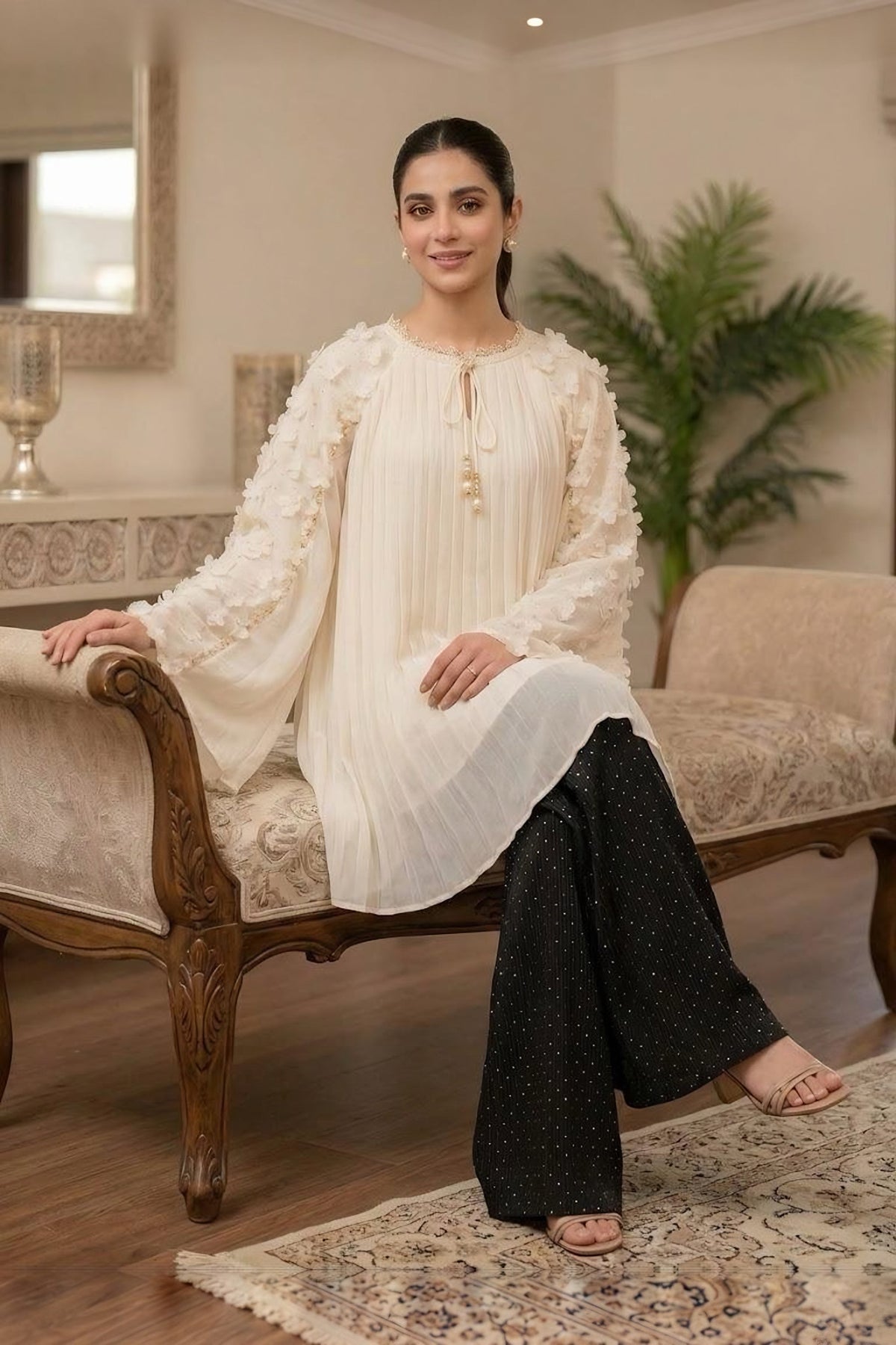 Blossom: Chiffon 2-Piece Suit · Ivory · view 2