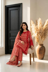 Red Printed Lawn Suit · Red · view 2