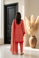 Red Printed Lawn Suit · Red · view 3