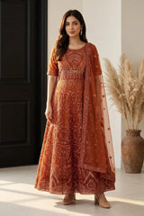 Embroidered Long Dress · Rust · view 1