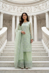 Embroidered Flared-Trouser Suit · Mint · view 1