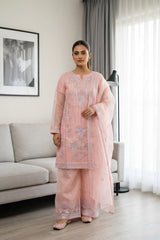 Embroidered Flared-Trouser Suit · Pink · view 1