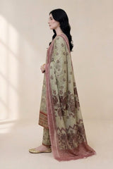 Olive Printed Suit with Pink Dupatta · Olive · view 2