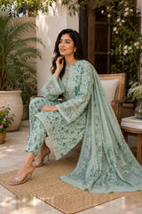 Sage Green Printed Lawn Suit · Sage green · view 4
