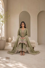 Embroidered Doria Three-Piece Suit · Sage · view 3