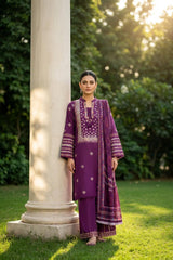 Embroidered Lawn Suit · Plum · view 1