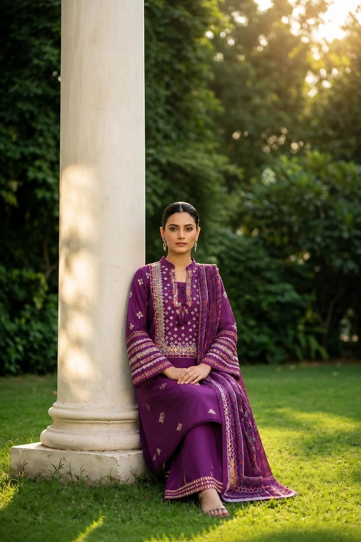 Embroidered Lawn Suit · Plum · view 2