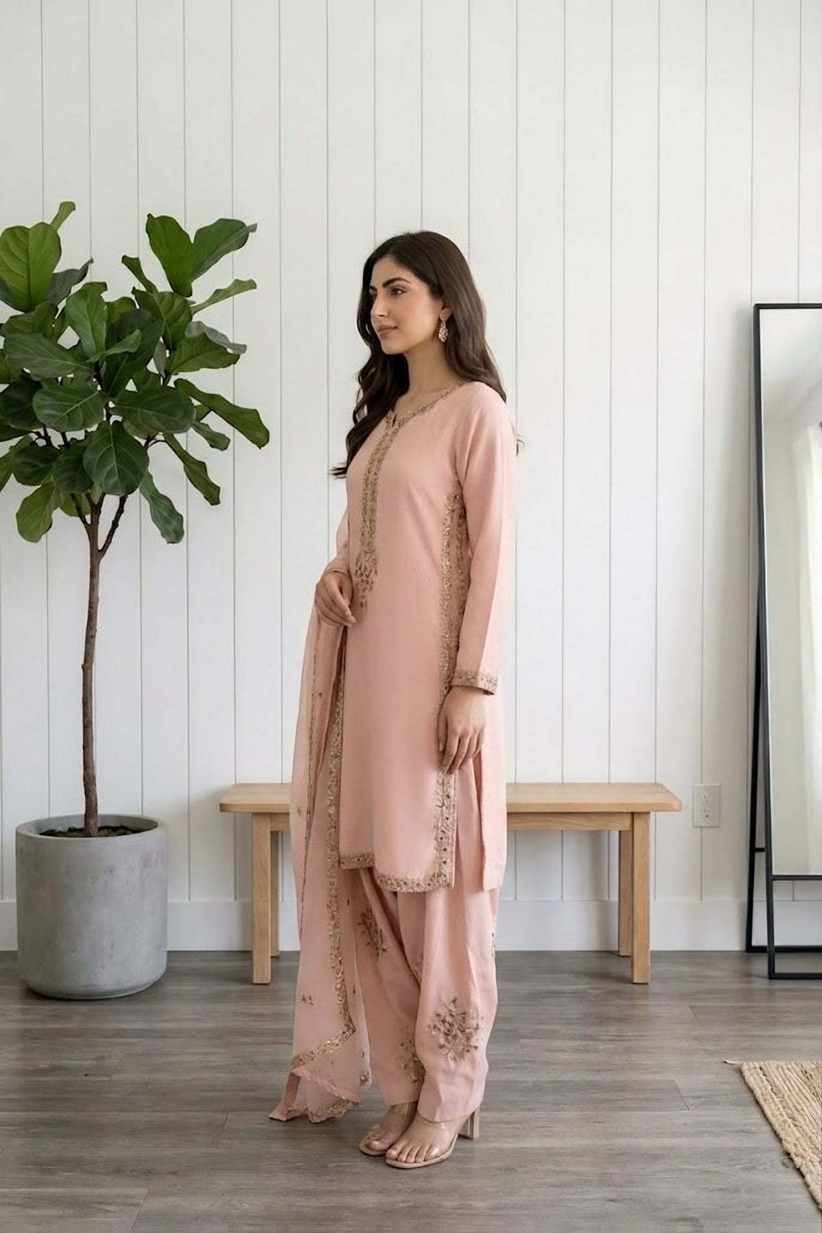 Blush Pink Embroidered Suit · Blush pink · view 2