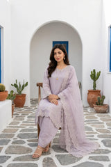 Lilac Suit with Organza Dupatta · Lilac · view 2