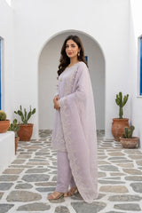 Lilac Suit with Organza Dupatta · Lilac · view 3
