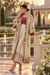 Champagne Embroidered Four-Piece Gown Set · Champagne · view 1