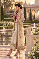 Champagne Embroidered Four-Piece Gown Set · Champagne · view 2
