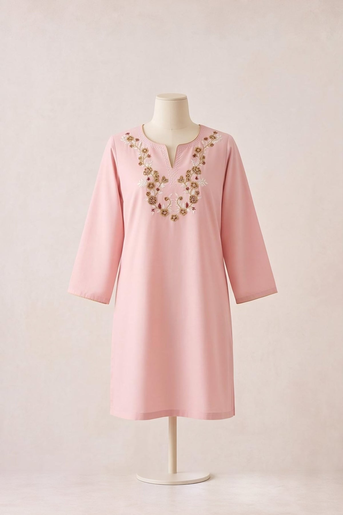 Embroidered Lawn Kurti · Blush pink · view 1