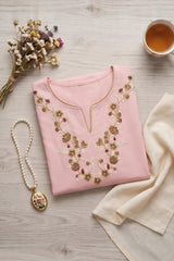 Embroidered Lawn Kurti · Blush pink · view 3