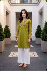 Embroidered Lawn Kurti · Olive · view 2