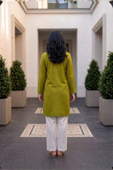 Embroidered Lawn Kurti · Olive · view 4