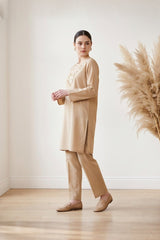 Embroidered Lawn Kurti · Sand · view 2