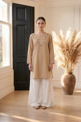 Embroidered Lawn Kurti · Sand · view 3