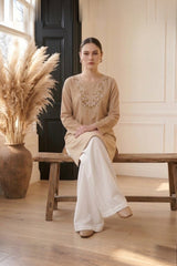 Embroidered Lawn Kurti · Sand · view 4