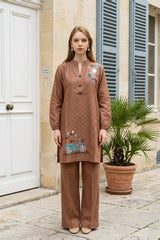 Floral-Work Kurti · Clay · view 1