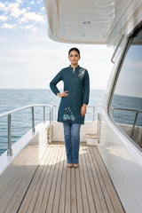 Floral-Work Kurti · Teal · view 2