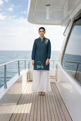 Floral-Work Kurti · Teal · view 3