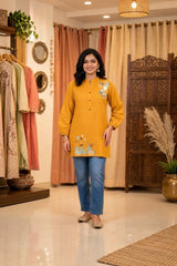Floral-Work Kurti · Mustard · view 5
