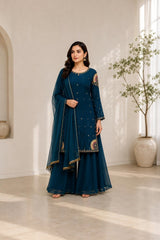 Occasion Suit with Sequinned Dupatta · Deep teal · view 1