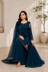Occasion Suit with Sequinned Dupatta · Deep teal · view 2