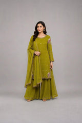 Occasion Suit with Sequinned Dupatta · Chartreuse · view 1