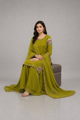 Occasion Suit with Sequinned Dupatta · Chartreuse · view 3