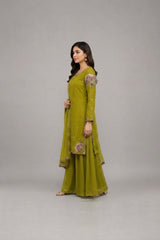 Occasion Suit with Sequinned Dupatta · Chartreuse · view 4