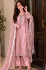 Silk Suit with Embroidered Dupatta · Pink · view 1