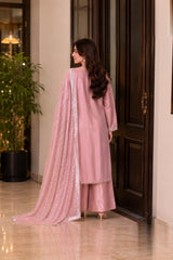 Silk Suit with Embroidered Dupatta · Pink · view 3