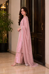 Silk Suit with Embroidered Dupatta · Pink · view 4