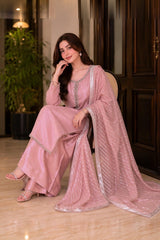 Silk Suit with Embroidered Dupatta · Pink · view 5