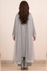 Silk Suit with Embroidered Dupatta · Silver · view 3