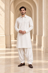 2 Piece Blended Suit · Almond White · full-length front view