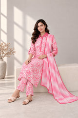 Pink Abstract-Print Silk Suit · Pink · view 2