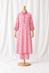 Pink Abstract-Print Silk Suit · Pink · mannequin view