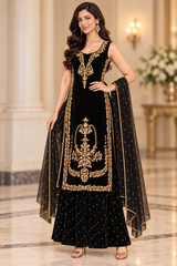 Noir & Gold Silk Three-Piece Suit · Black · view 1