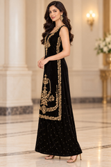 Noir & Gold Silk Three-Piece Suit · Black · view 4